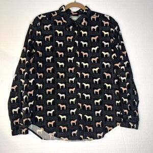 Rough Rider by Circle T Vintage All Over Print Horse Western Button Down Shirt